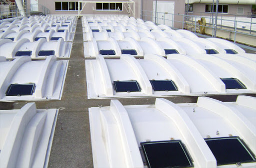 fibreglass covers on a concrete roof