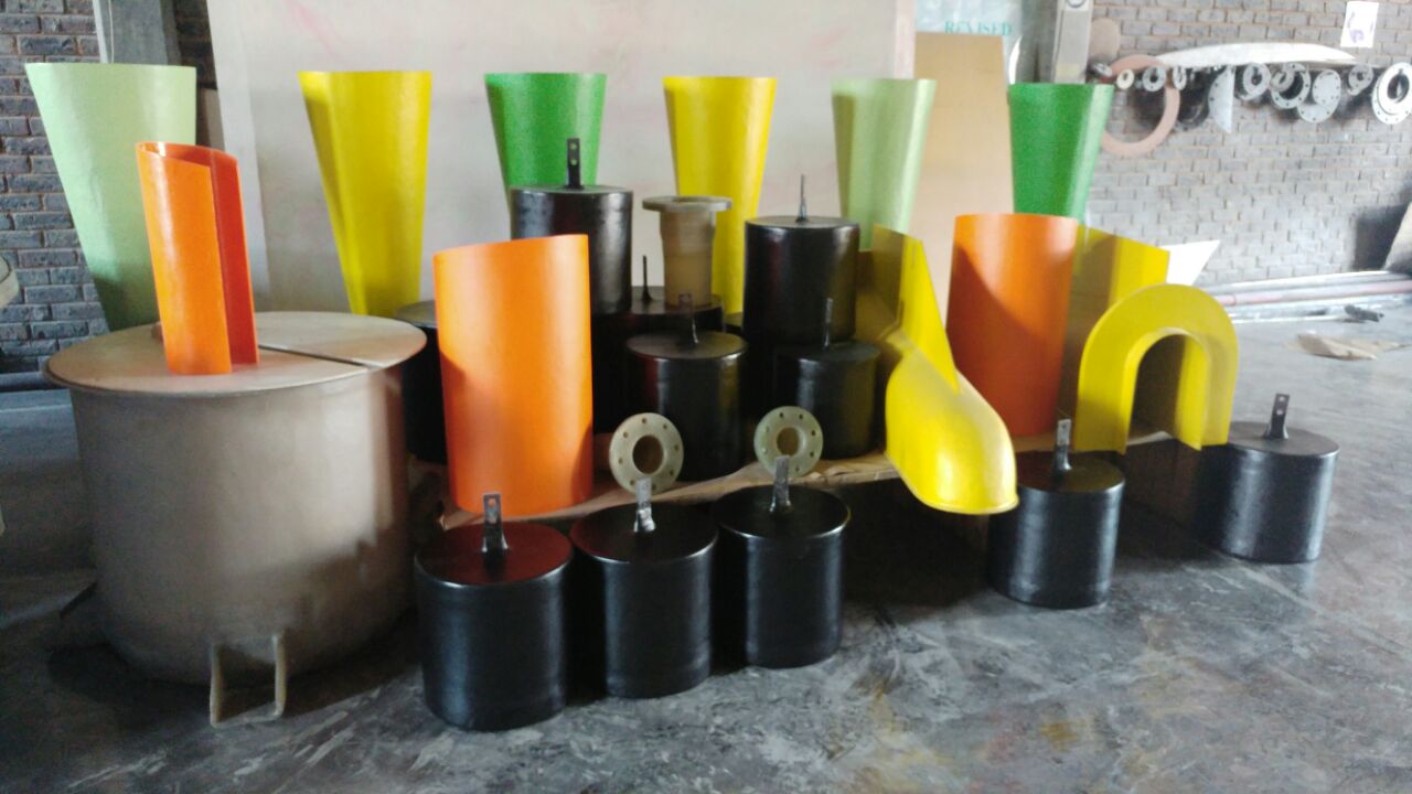 various manufactured fibreglass equipment