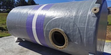 Hydrochloric acid tank fabricated from fibreglass